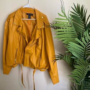 Trendy Yellow Jacket w/ belts, zippers, and buckles
